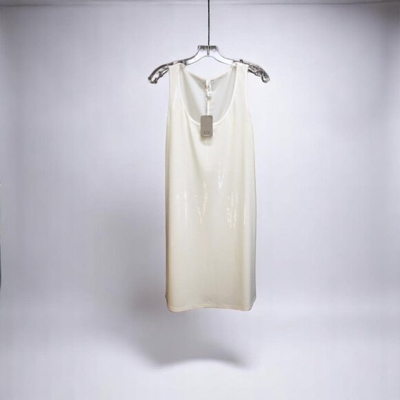 French Sequin Sleeveless White Dress - Picture 1 of 9